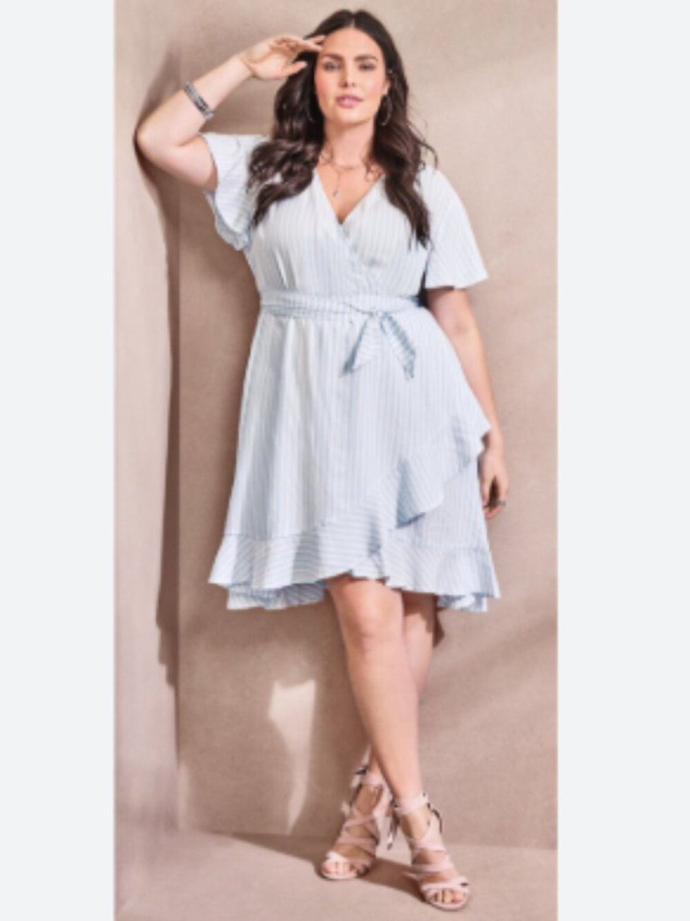 Torrid Blue & White Striped Challis Wrap Dress